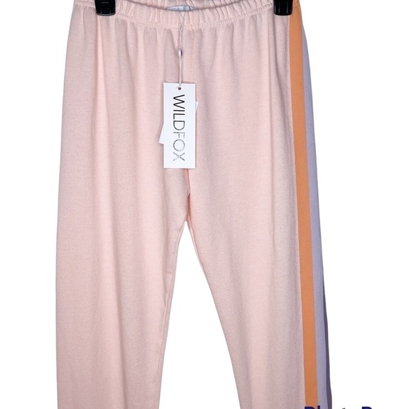 WILDFOX NWT Retro Grapefruit Striped Knox Jogger Pants Size Medium in Pink Salt - Picture 10 of 14